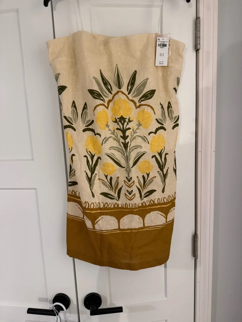 Abercrombie Scarlett Strapless Linen Skort Dress XLT Tall NWT Yellow Floral - Picture 3 of 5
